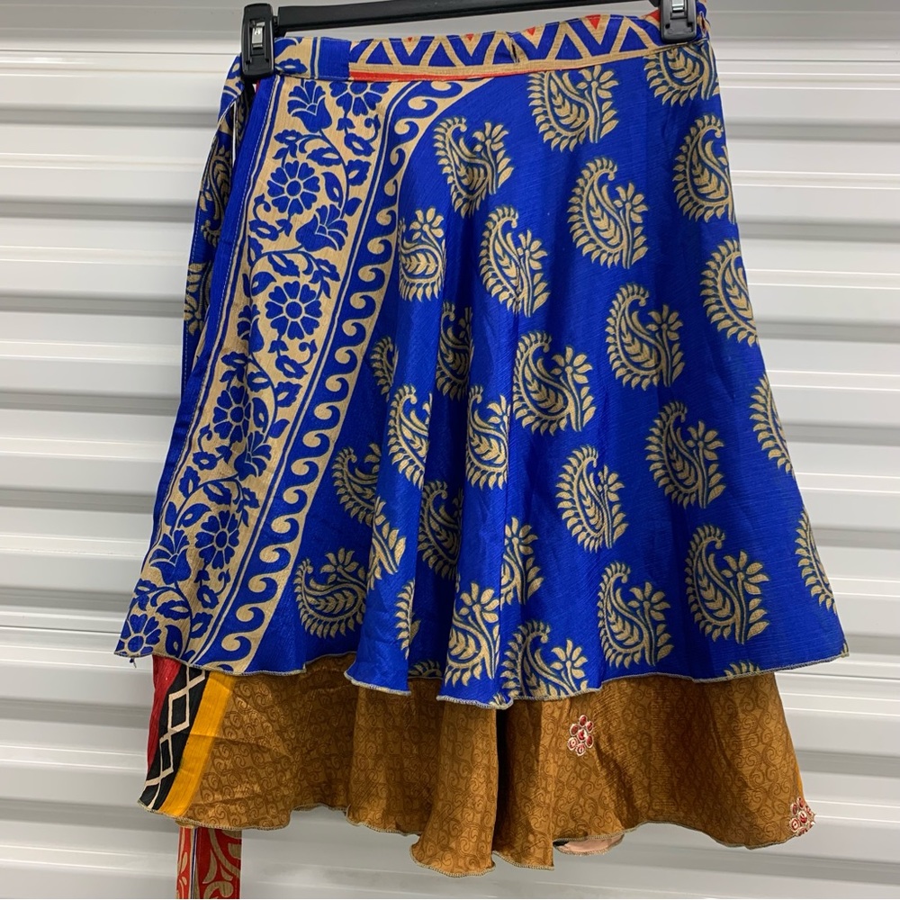 Grow With Me Silk Wrap Skirt Upcycled Sarees Fits Toddler-Girls 8/10